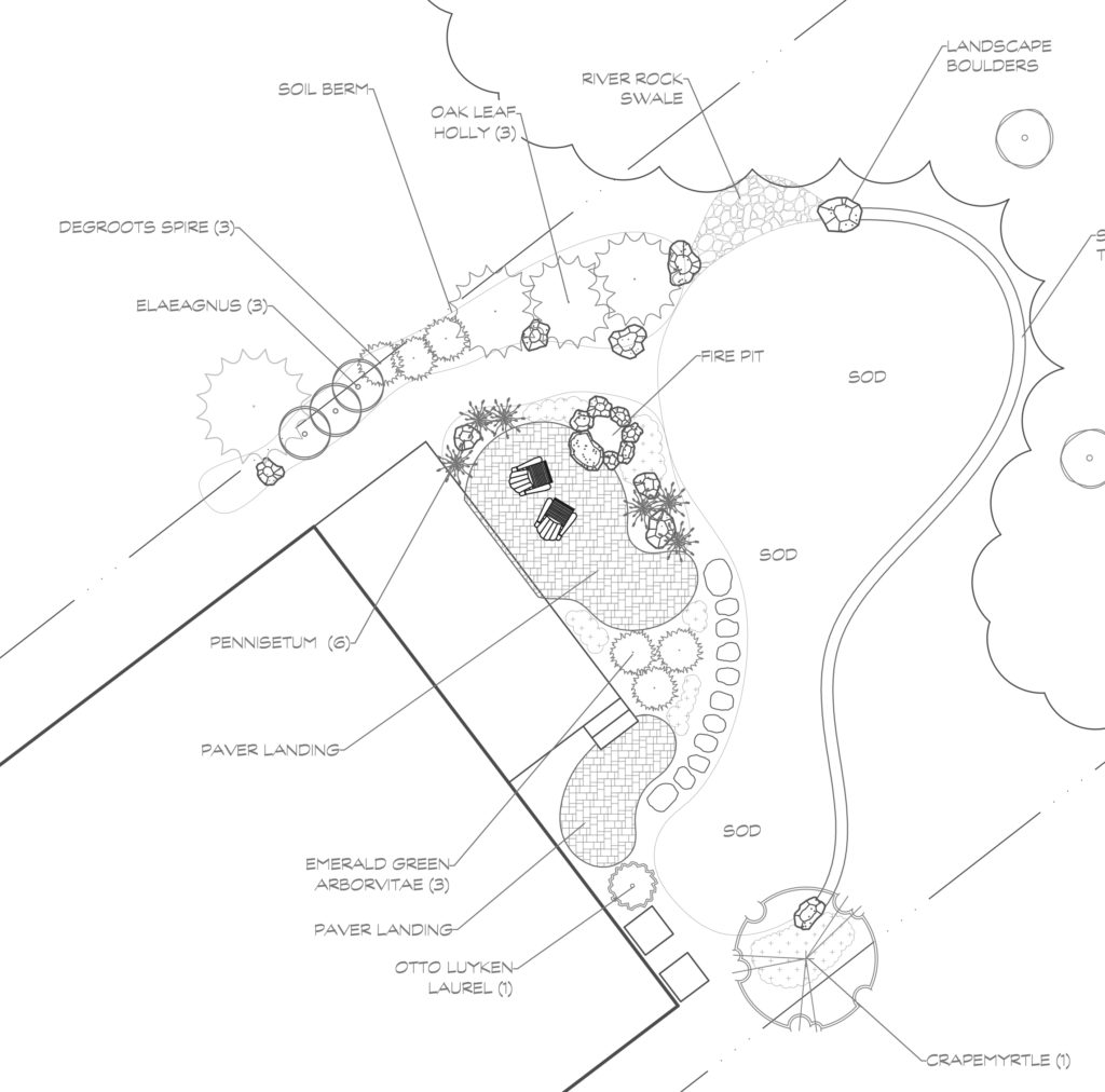 biltmore park, Landscape design, CAD drawing, Landscape plan